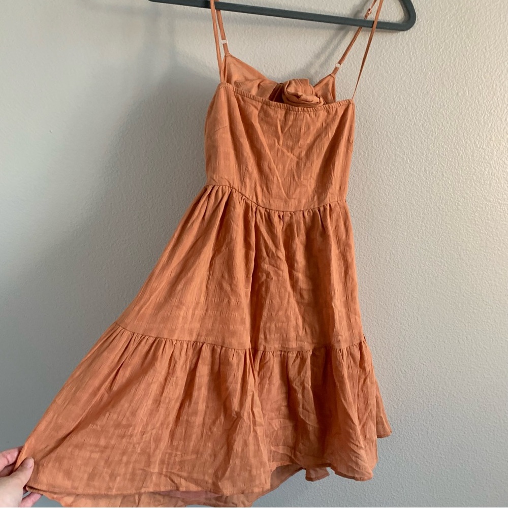 Princess Polly Brown and Orange Sleeveless Spaghetti Strap Mini Sundress
